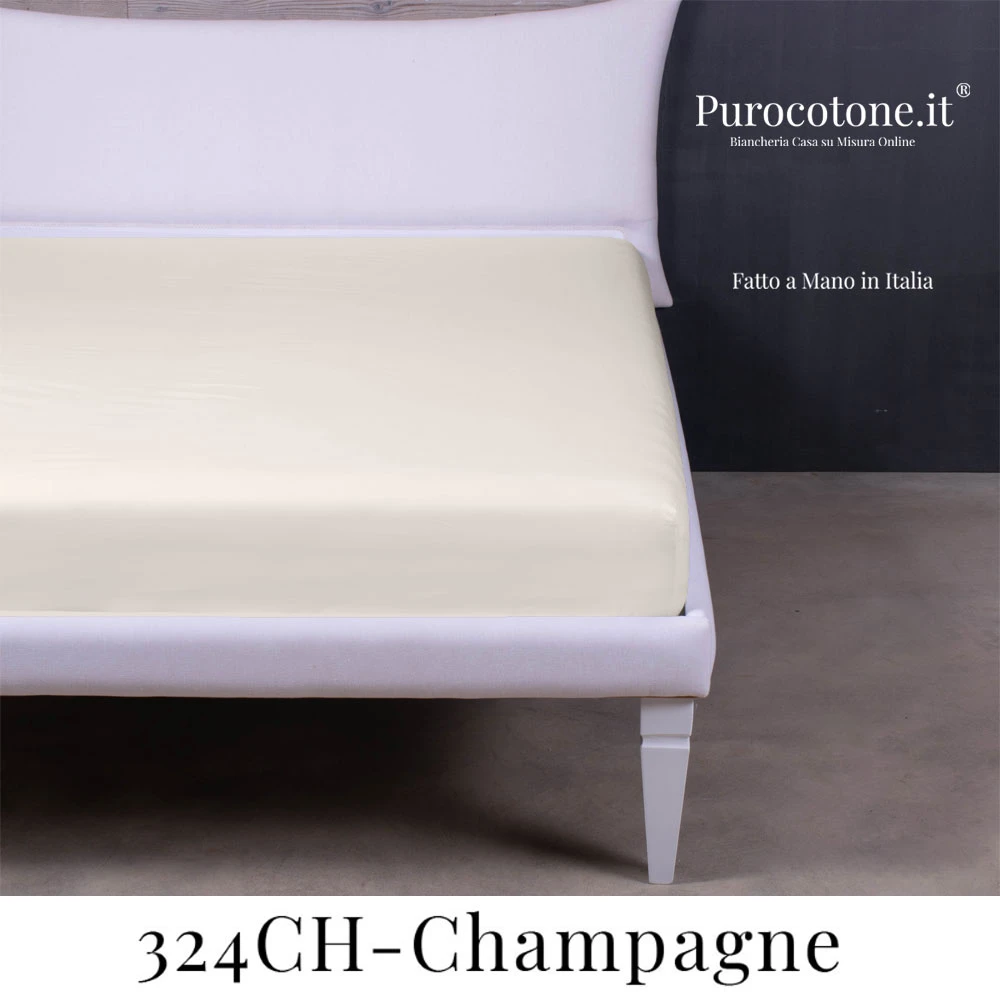 Outlet - Lenzuola Sotto con Angoli - 160x220+30 Percalle 324Ch Champagne